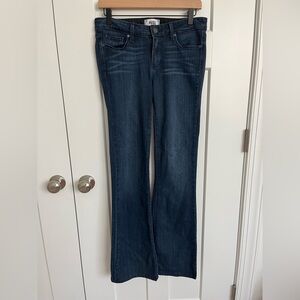 Paige Dark Wash Skyline Boot Jeans Flare Bell Bottom Sz 28 Mid Rise Stretch
